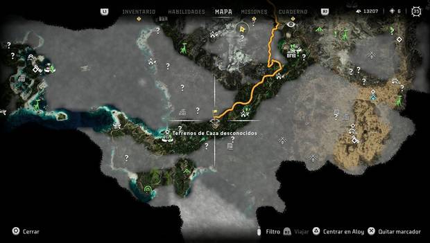 Horizon Forbidden West - Terrenos de caza: ubicación de zona de caza de Trazas de lluvia