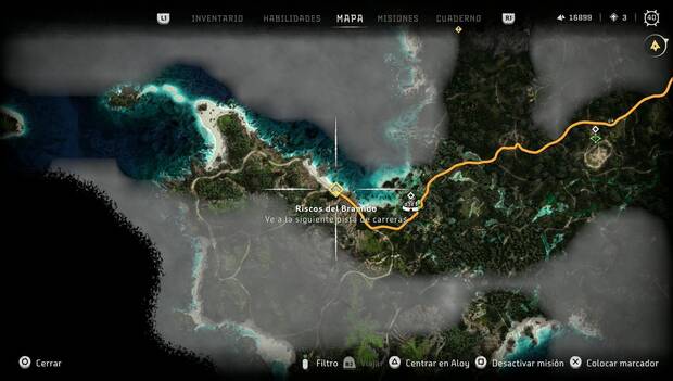 Horizon Forbidden West - Desafíos de carrera: ubicación de la Carrera de Riscos de Bramido
