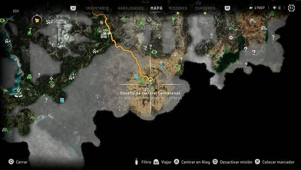 Horizon Forbidden West - Desafíos de carrera: ubicación de la Carrera de Calmarenas
