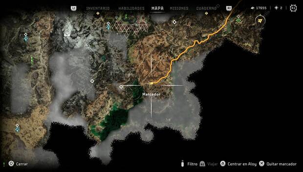 Horizon Forbidden West - Puestos rebeldes: ubicación del puesto Sima Escarpada