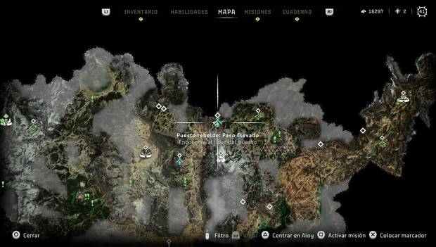 Horizon Forbidden West - Puestos rebeldes: ubicación del puesto Paso Elevado