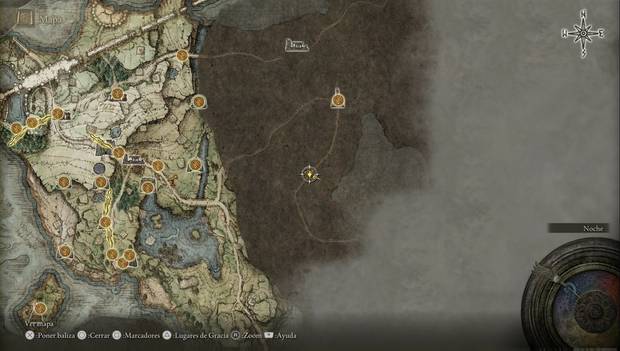 Elden Ring - Explorando Necrolimbo oeste, obelisco con el mapa de Necrolimbo este