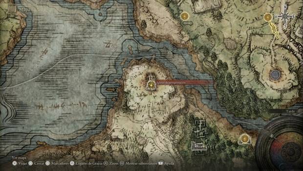 Elden Ring - Península del Llanto, ubicación de la Iglesia de peregrinación