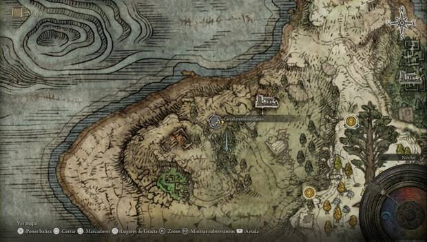 Elden Ring - Península del Llanto, ubicación de la Cárcel eterna del llanto
