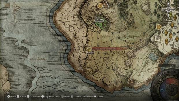 Elden Ring - Península del Llanto, ubicación de la Cabaña del comerciante solitario