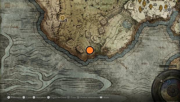 Elden Ring - Península del Llanto, ubicación del cementerio de la costa