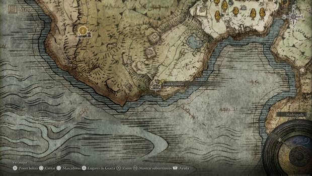 Elden Ring - Península del Llanto, ubicación de la Torre de retorno