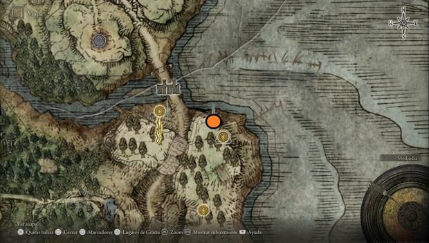 Elden Ring - Península del Llanto, ubicación de la Llave de espada pétrea en la costa norte