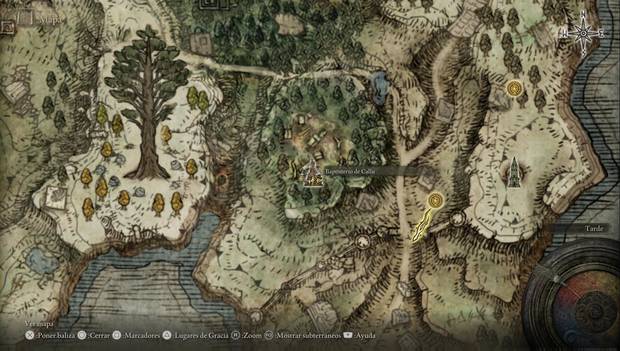 Elden Ring - Península del Llanto, ubicación del Baptisterio de Callu