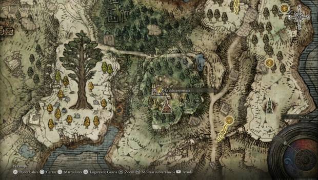 Elden Ring - Península del Llanto, ubicación de La aldea enfermada
