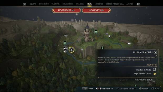 Hogwarts Legacy - Pruebas de Merlín en Pantano del vado norte: prueba de salto 1