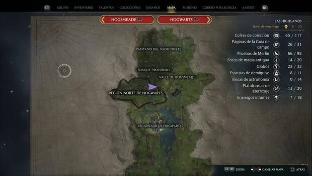 Hogwarts Legacy - El lamento lunar del celador: mapa después de completarlo todo