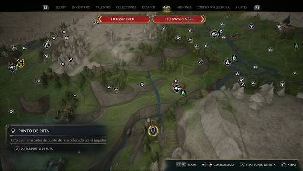Hogwarts Legacy - Misiones secundarias: Vaya con el pozo, punto al que señala el mapa del pozo