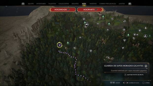 Hogwarts Legacy - Animales mágicos: ubicación del Sapo morado gigante
