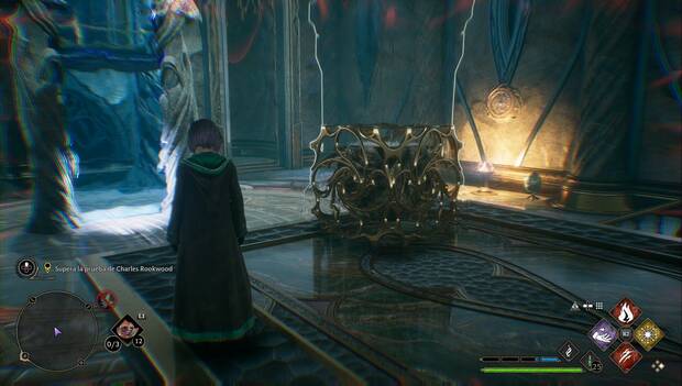 Hogwarts Legacy - La prueba de Charles Rookwood: cubo colocado en la zona elevada