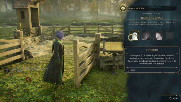 Hogwarts Legacy - Animales mágicos: menú de cría de animales