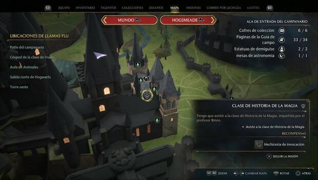 Hogwarts Legacy - Clase de Historia de la Magia, ubicación de la misión
