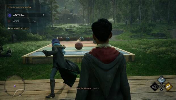 Hogwarts Legacy - Clase de encantamientos: el protagonista tira de las esferas con Accio