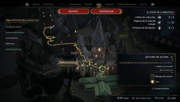 Hogwarts Legacy - Misiones secundarias, Lectura de altura, ubicación de Cressida