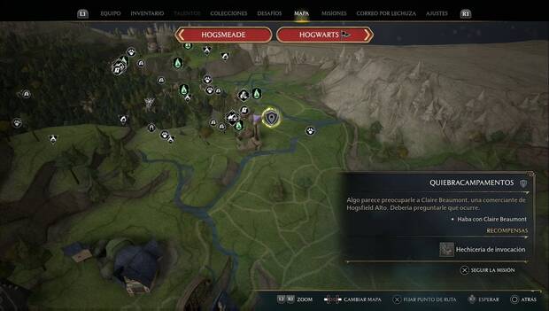 Hogwarts Legacy - Misiones secundarias: ubicación de Quiebracampamentos