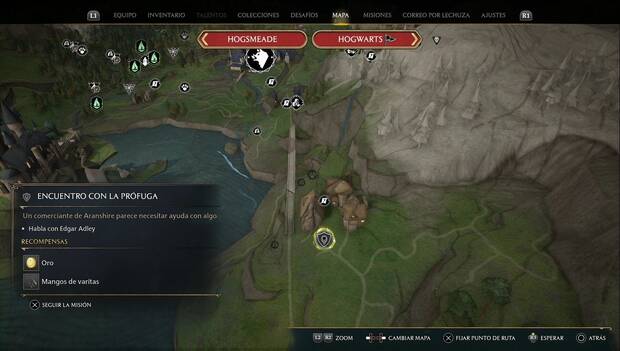 Hogwarts Legacy - Misiones secundarias: ubicación de Encuentro con la prófuga