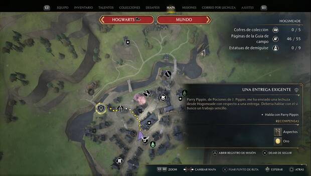 Hogwarts Legacy - Una entrega exigente, ubicación de la misión