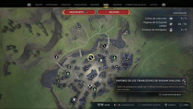 Hogwarts Legacy - Cambiar aspecto y varita: ubicación del Emporio de los tirabuzones de Madame Snelling