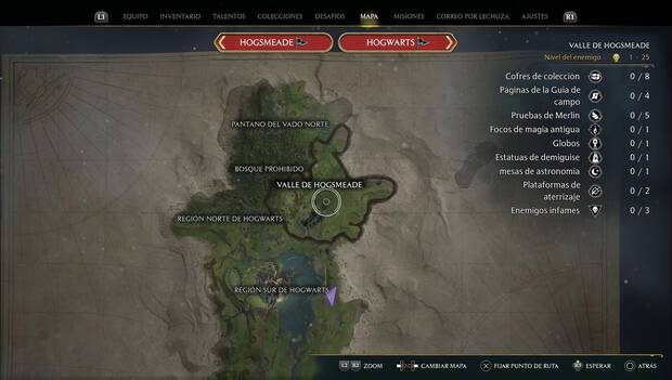 Hogwarts Legacy - Estatuas de demiguise: mapa del Valle de Hogsmeade