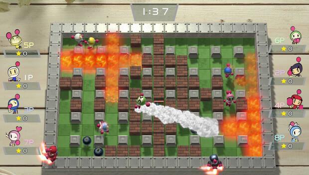 El modo multijugador es con diferencia lo más entretenido que nos ofrece esta producción basada en el personaje Bomberman.
