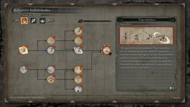Sekiro - Árbol de habilidades de Artes de Shinobi