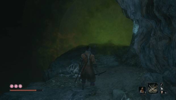 Sekiro - Valle sumergido: nubes de gas venenoso que provoca la serpiente