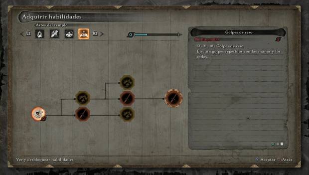 Sekiro - Árbol de habilidades de Artes del templo