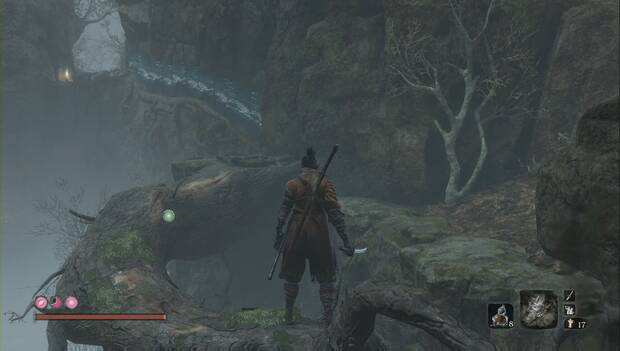 Sekiro - Profundidades de Ashina: bifurcación en lo alto de una rama seca