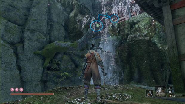 Sekiro - Palacio del Manantial: árbol que te permite rodear a un enemigo