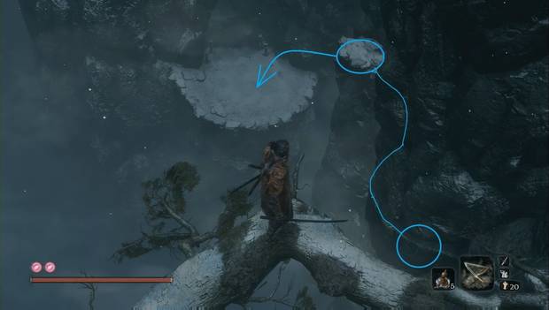 Sekiro - Decapitados de Alrededores de Ashina: punto de salto y acceso a la cueva