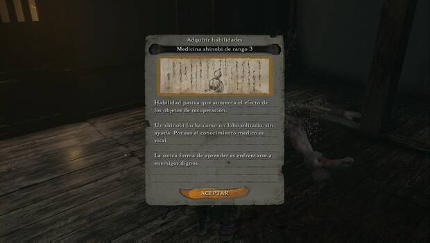 Sekiro - Regreso al castillo ashina: habilidad medicina shinobi de rango 3