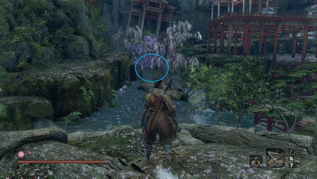 Sekiro: Shadows Die Twice - Guerreros Shichimen: ubicación en el Palacio del Manantial