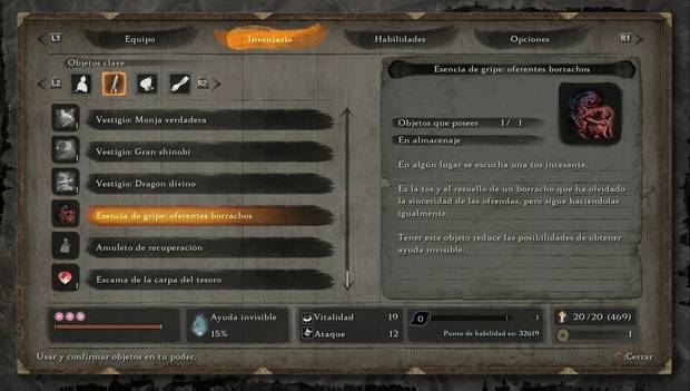 Sekiro: Shadows Die Twice - Objeto de afectado por la Dracogripe