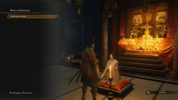 Sekiro: Shadows Die Twice - La Niña Celestial ofrece el Arroz