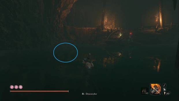 Sekiro: Shadows Die Twice - Punto para acceder a la cueva de Dojun