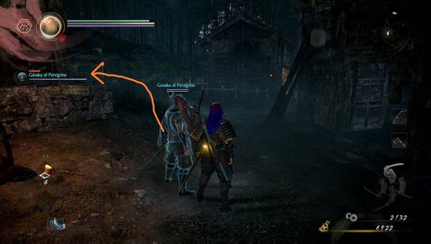Nioh 2 - La aldea de los cerezos malditos: callejón con el quinto Kodama