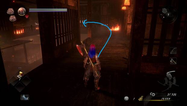 Nioh 2 - La bestia nacida del humo y las llamas: camino para subir por la escalera