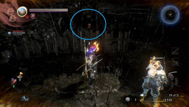 Nioh 2 - Los monstruos ocultos de Okehazara: rincón donde está el tercer Kodama