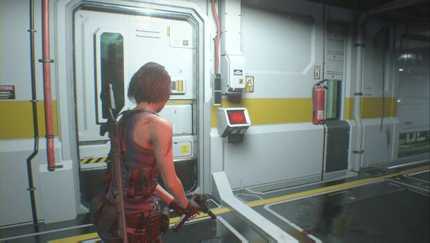 Resident Evil 3 Remake - NEST 2: puerta cerrada del pasillo