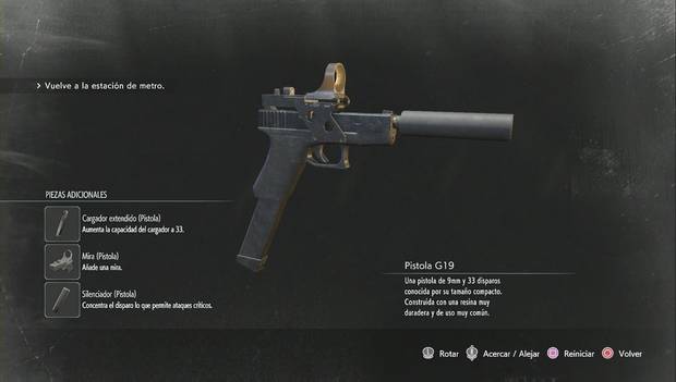 Resident Evil 3 Remake - Pistola G19 completamente modificada