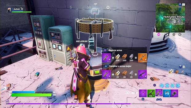Fortnite - Cambiar un arma a mejor: banco de trabajo