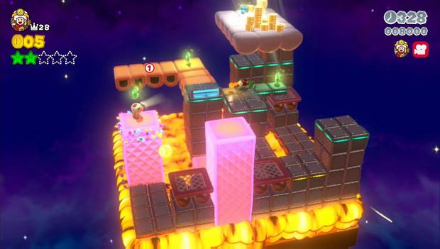 Super Mario 3D World - 12-Toad: panel sobre el que está en la tercera estrella verde