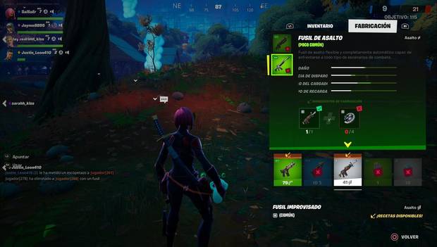 Fortnite - Pestaña de fabricación de armas mecánicas