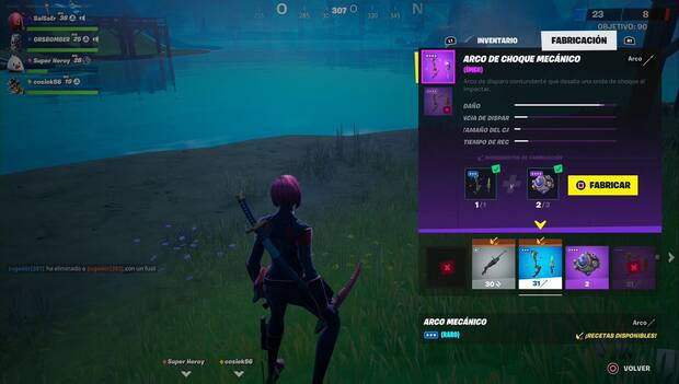 Fortnite - Cómo fabricar un arco de choque mecánico