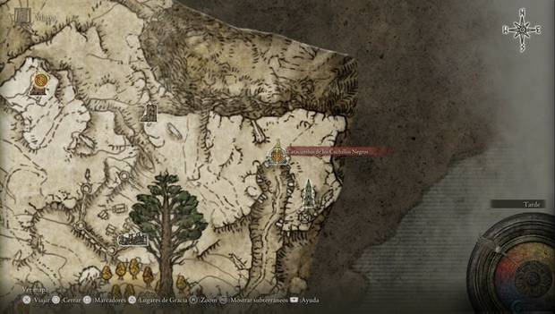 Elden Ring - Raíz mortuoria, ubicación de las Catacumbas de los Cuchillos Negros